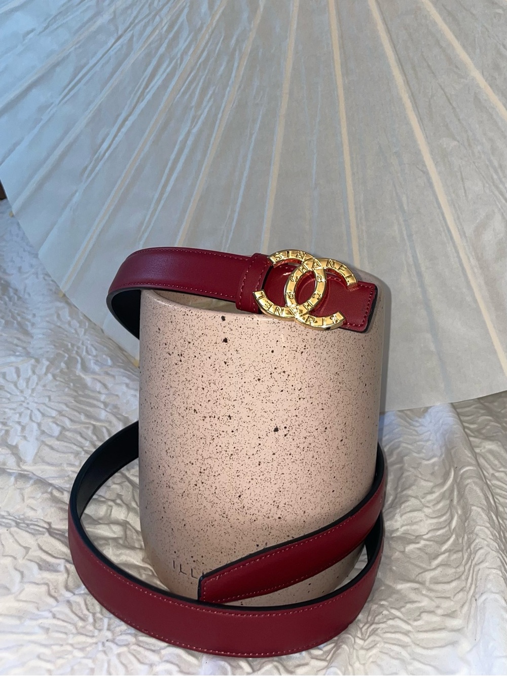Designer Fashion  Red Leather Women's Belt with Gold Double Ring Buckle